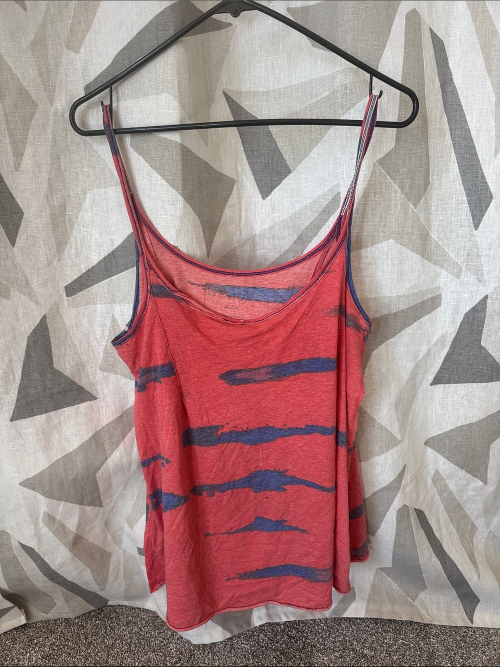 We The Free Red and Navy Striped Spaghetti Strap Cami